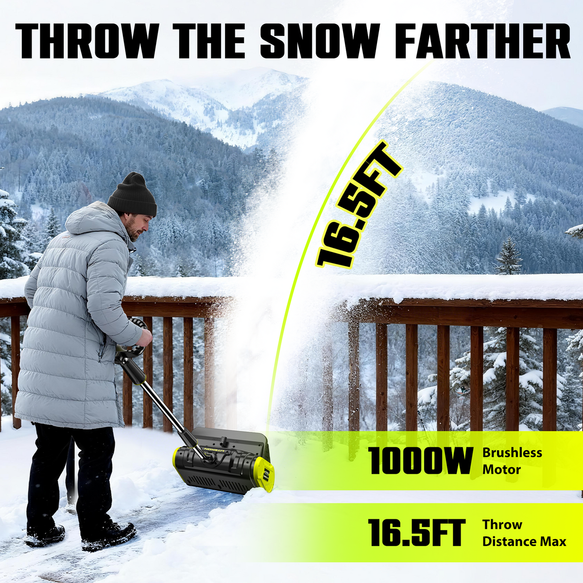 40V Brushless Cordless Snow Shovel, 13-Inch Electric Snow Blower with 2X 4.0Ah Batteries Snow Removal with 16.5FT Throw Distance for Patio, Deck, Driveway,Green