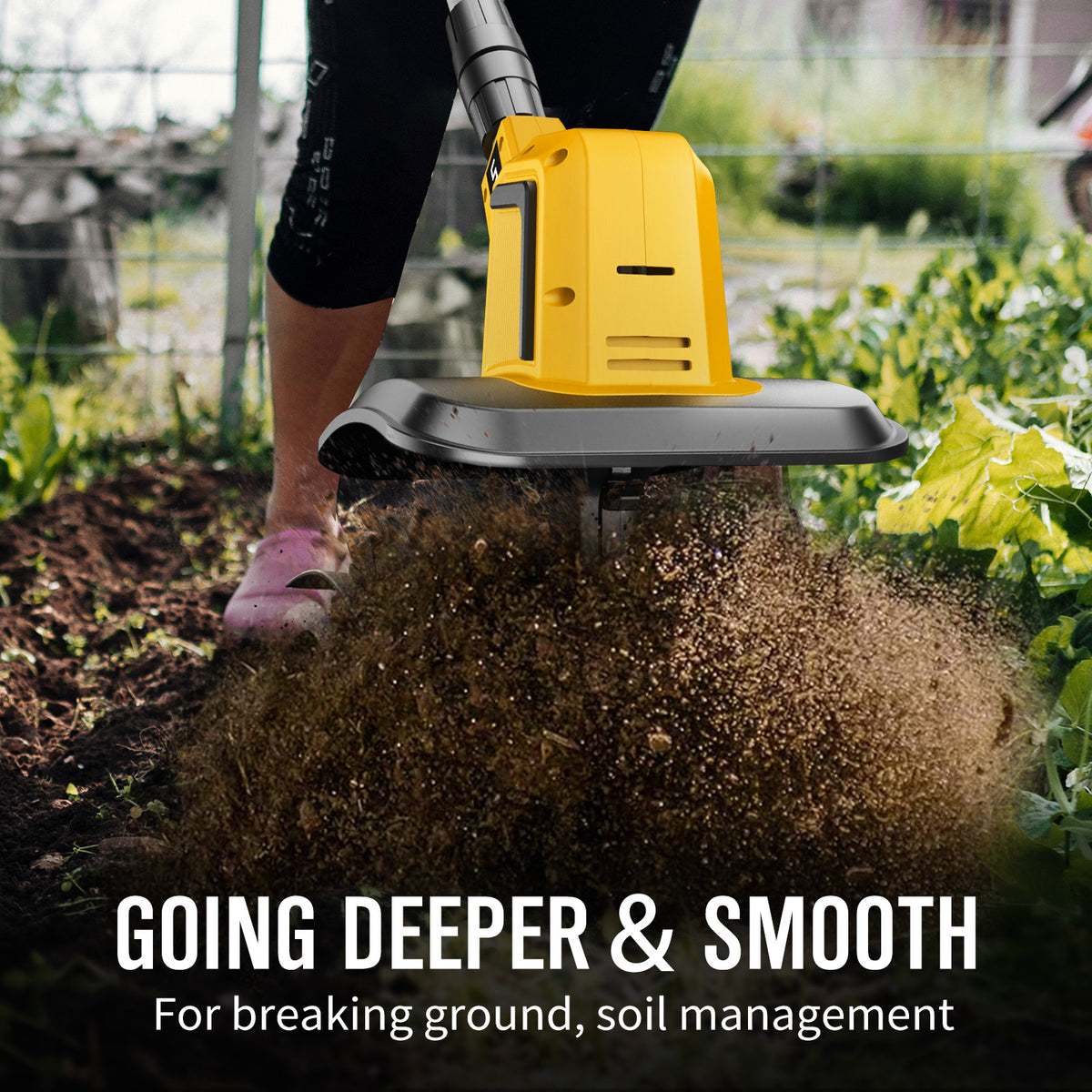 24V Cordless Tiller Cultivator, 540RPM with 2 x 2.0AH & 1.5A Fast Charger, High Power Electric Garden Tiller Battery Powered Rototiller with 10In Tilling Width & 7In Depth for Lawn,Gardening