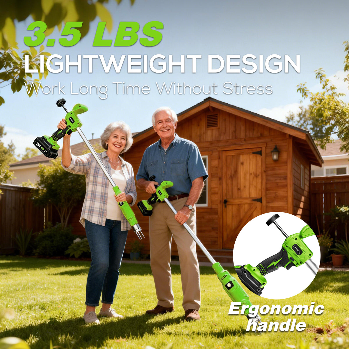 Electric Cordless Weed Puller Tool, 20V Battery Powered Stand Up Weeder with 2.0Ah Battery & Fast Charger, Puller Tool with Long Handle, Crabgrass Piller& Dandelion Remover for Garden, Green