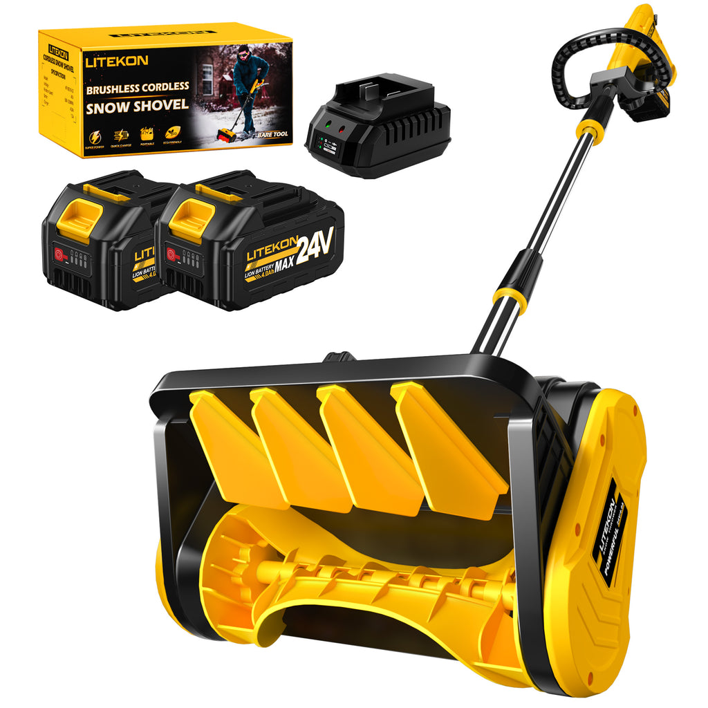 40V Brushless Cordless Snow Shovel, 13-Inch Electric Snow Blower with 2X 4.0Ah Batteries Snow Removal with 16.5FT Throw Distance for Patio, Deck, Driveway,Yellow