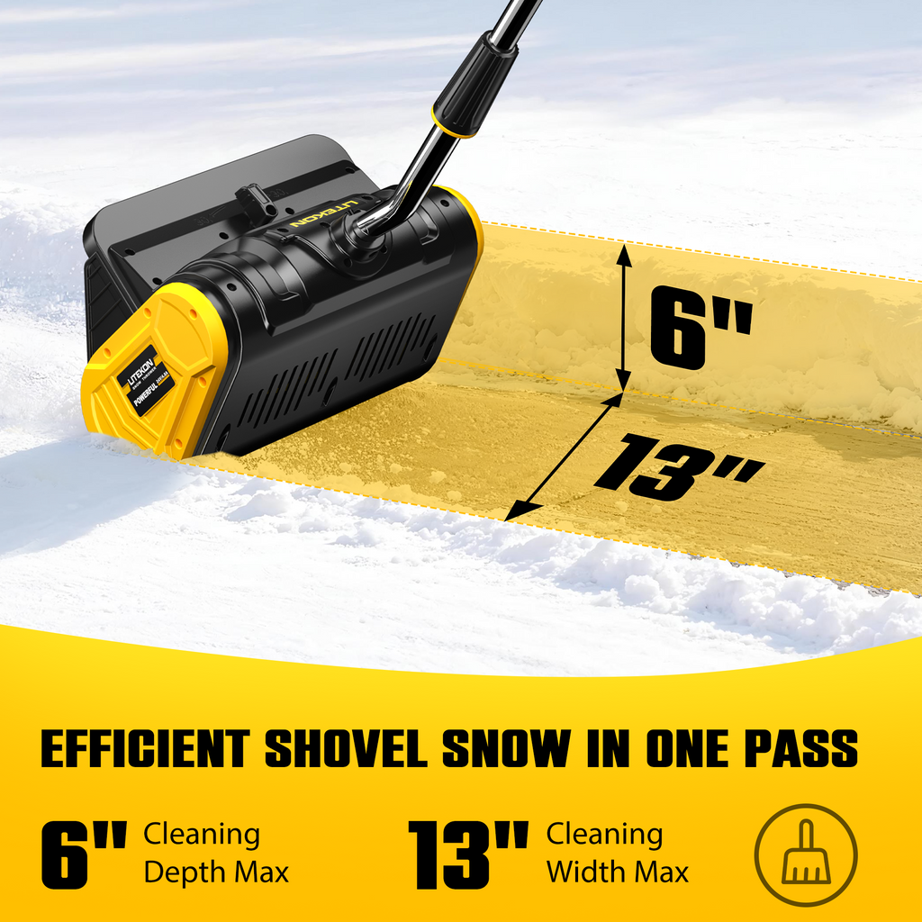 40V Brushless Cordless Snow Shovel, 13-Inch Electric Snow Blower with 2X 4.0Ah Batteries Snow Removal with 16.5FT Throw Distance for Patio, Deck, Driveway,Yellow