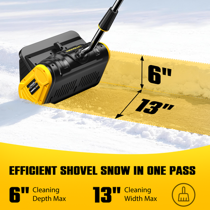 40V Brushless Cordless Snow Shovel, 13-Inch Electric Snow Blower with 2X 4.0Ah Batteries Snow Removal with 16.5FT Throw Distance for Patio, Deck, Driveway,Yellow
