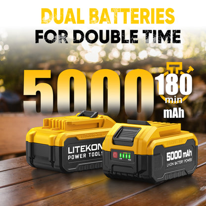 Leaf Blower Cordless, 650CFM & 13 Speed Modes, Brushless Electric Cordless Leaf Blowers with 2 x 5.0Ah Batteries and Charger, 21V Powerful Blowers for Lawn Care, Blowing Leaves, Dust, Snow