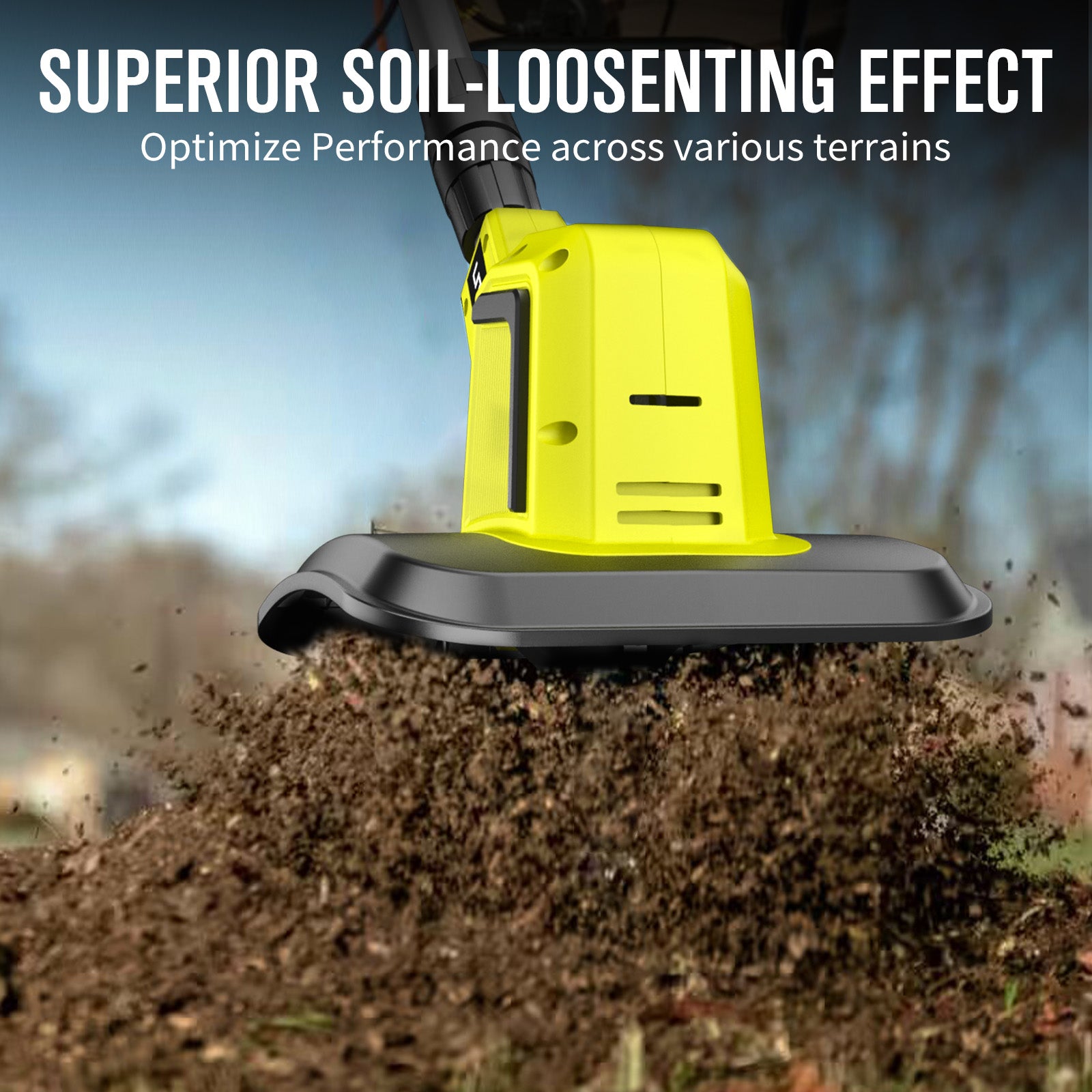 24V Cordless Tiller Cultivator, 540RPM with 2 x 2.0AH & 1.5A Fast Charger, High Power Electric Garden Tiller Battery Powered Rototiller with 10In Tilling Width & 7In Depth for Lawn,Gardening