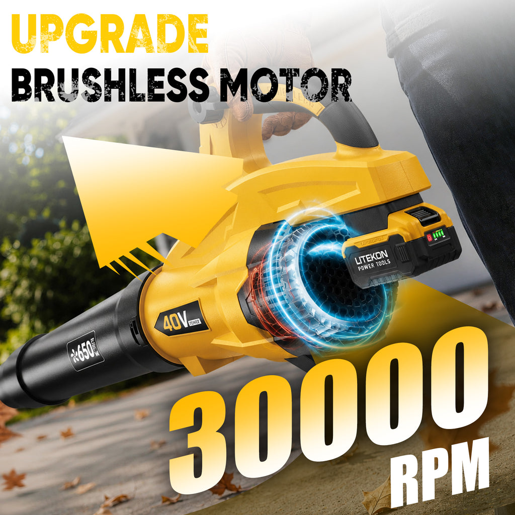 Leaf Blower Cordless, 650CFM & 13 Speed Modes, Brushless Electric Cordless Leaf Blowers with 2 x 5.0Ah Batteries and Charger, 21V Powerful Blowers for Lawn Care, Blowing Leaves, Dust, Snow