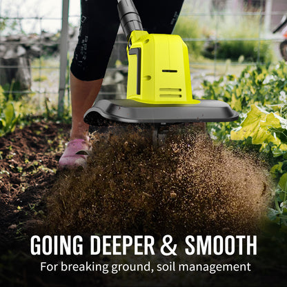 24V Cordless Tiller Cultivator, 540RPM with 2 x 2.0AH & 1.5A Fast Charger, High Power Electric Garden Tiller Battery Powered Rototiller with 10In Tilling Width & 7In Depth for Lawn,Gardening
