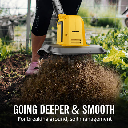 24V Cordless Tiller Cultivator, 540RPM with 2 x 2.0AH & 1.5A Fast Charger, High Power Electric Garden Tiller Battery Powered Rototiller with 10In Tilling Width & 7In Depth for Lawn,Gardening