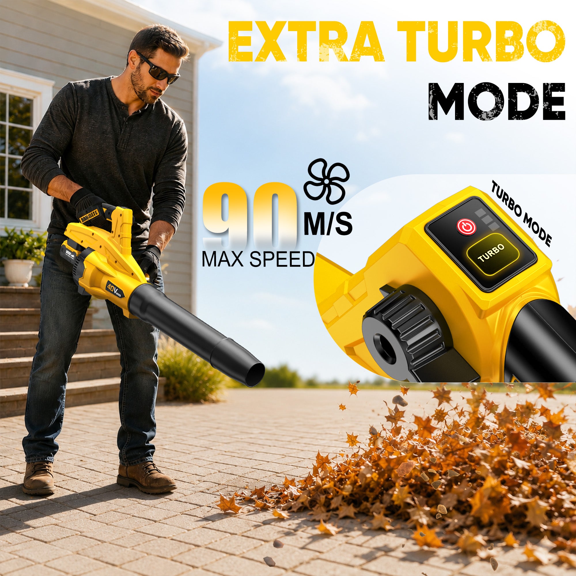 Leaf Blower Cordless, 650CFM & 13 Speed Modes, Brushless Electric Cordless Leaf Blowers with 2 x 5.0Ah Batteries and Charger, 21V Powerful Blowers for Lawn Care, Blowing Leaves, Dust, Snow