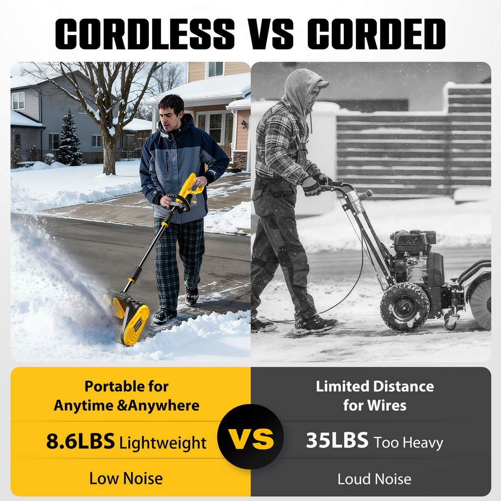 40V Brushless Cordless Snow Shovel, 13-Inch Electric Snow Blower with 2X 4.0Ah Batteries Snow Removal with 16.5FT Throw Distance for Patio, Deck, Driveway,Yellow