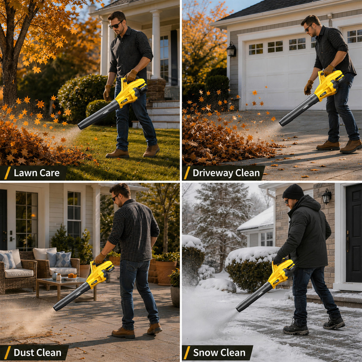 Leaf Blower Cordless, 650CFM & 13 Speed Modes, Brushless Electric Cordless Leaf Blowers with 2 x 5.0Ah Batteries and Charger, 21V Powerful Blowers for Lawn Care, Blowing Leaves, Dust, Snow