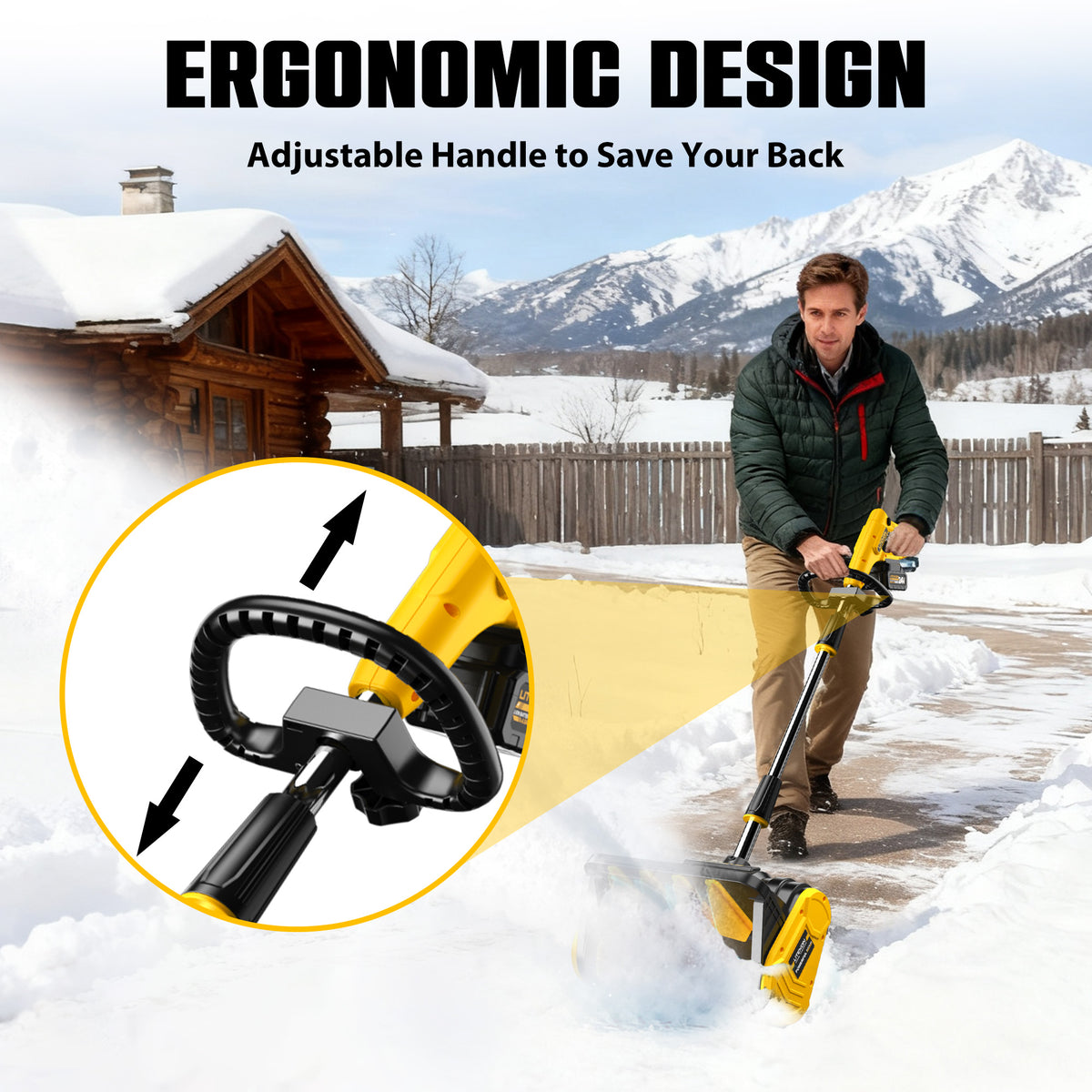 40V Brushless Cordless Snow Shovel, 13-Inch Electric Snow Blower with 2X 4.0Ah Batteries Snow Removal with 16.5FT Throw Distance for Patio, Deck, Driveway,Yellow