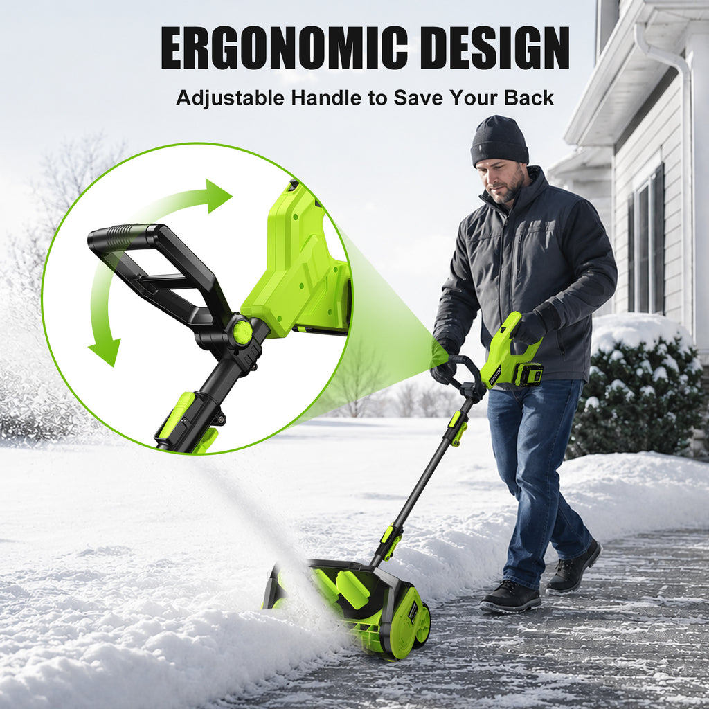 40V Brushless Cordless Snow Shovel, 15-Inch Electric Snow Blower with 2X 4.0Ah Batteries & Charger, Battery-Powered Snow Removal with 16.5FT Throw Distance for Patio, Deck, Driveway,Green