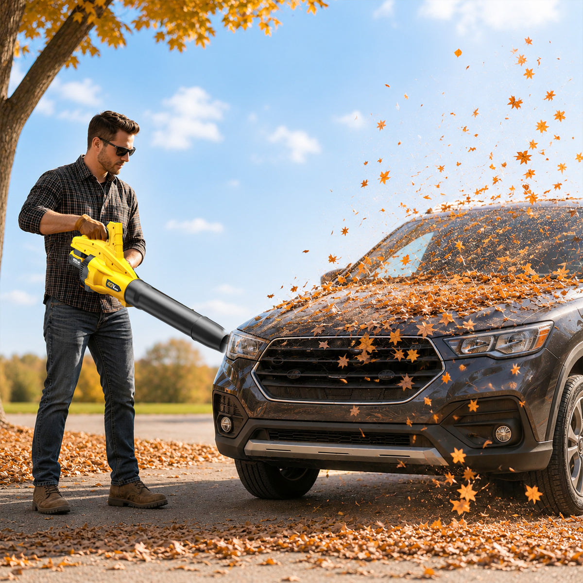 Leaf Blower Cordless, 650CFM & 13 Speed Modes, Brushless Electric Cordless Leaf Blowers with 2 x 5.0Ah Batteries and Charger, 21V Powerful Blowers for Lawn Care, Blowing Leaves, Dust, Snow
