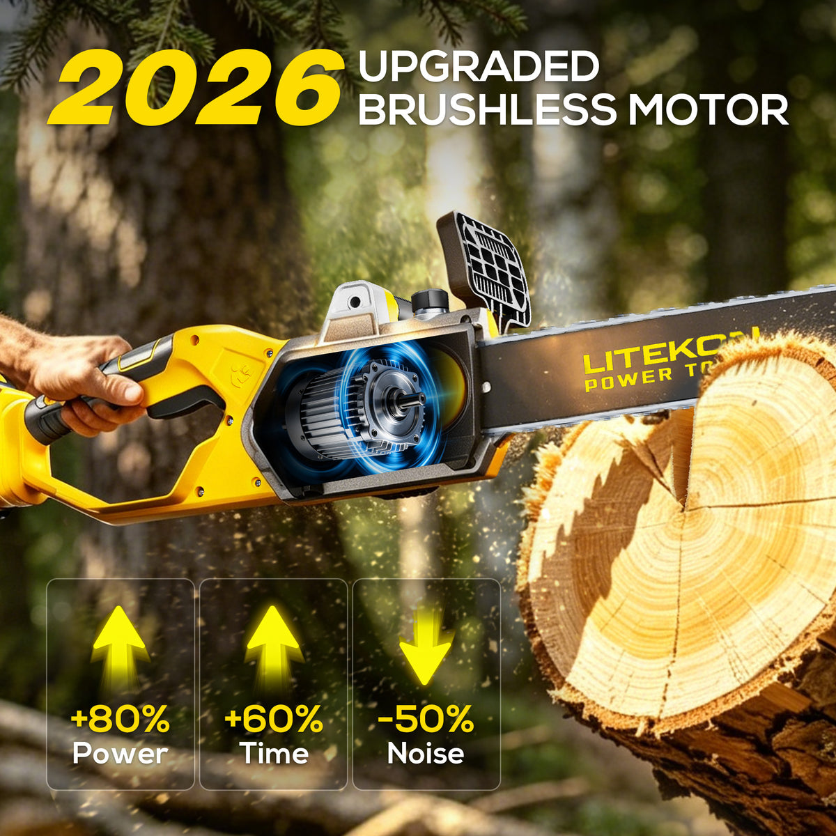 40V 16-Inch Cordless Chainsaw, Brushless Electric Chain Saws with 2×5.0Ah Batteries & Charger, 2800W Battery Powered Auto-Oiling Electric Saw for Tree Trimming, Wood Cutting, Yard Work