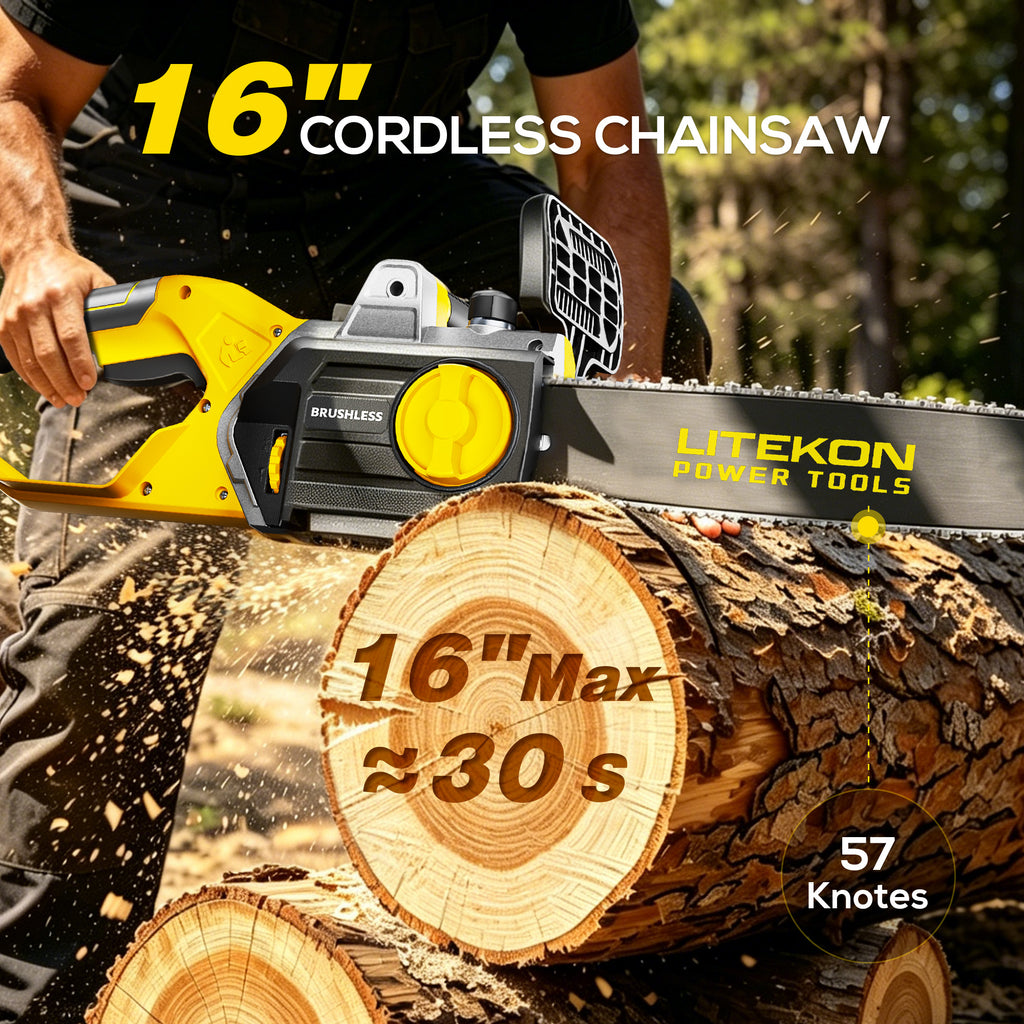 40V 16-Inch Cordless Chainsaw, Brushless Electric Chain Saws with 2×5.0Ah Batteries & Charger, 2800W Battery Powered Auto-Oiling Electric Saw for Tree Trimming, Wood Cutting, Yard Work