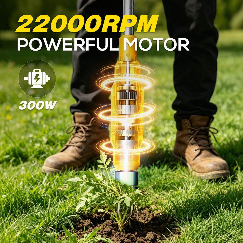 Electric Cordless Weed Puller Tool, 20V Battery Powered Stand Up Weeder with 2.0Ah Battery & Fast Charger, Puller Tool with Long Handle, Crabgrass Piller& Dandelion Remover for Garden, Yellow