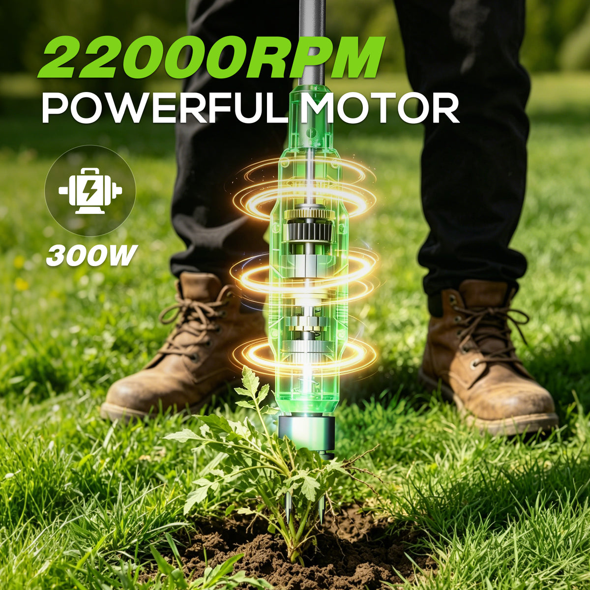 Electric Cordless Weed Puller Tool, 20V Battery Powered Stand Up Weeder with 2.0Ah Battery & Fast Charger, Puller Tool with Long Handle, Crabgrass Piller& Dandelion Remover for Garden, Green