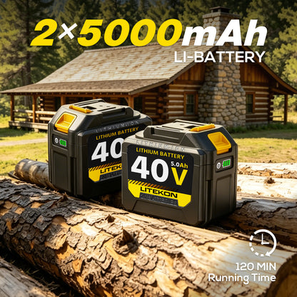 40V 16-Inch Cordless Chainsaw, Brushless Electric Chain Saws with 2×5.0Ah Batteries & Charger, 2800W Battery Powered Auto-Oiling Electric Saw for Tree Trimming, Wood Cutting, Yard Work