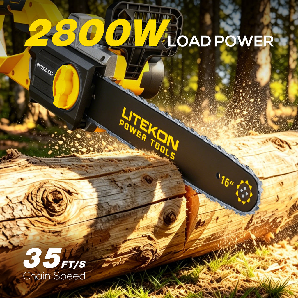 40V 16-Inch Cordless Chainsaw, Brushless Electric Chain Saws with 2×5.0Ah Batteries & Charger, 2800W Battery Powered Auto-Oiling Electric Saw for Tree Trimming, Wood Cutting, Yard Work