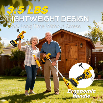 Electric Cordless Weed Puller Tool, 20V Battery Powered Stand Up Weeder with 2.0Ah Battery & Fast Charger, Puller Tool with Long Handle, Crabgrass Piller& Dandelion Remover for Garden, Yellow