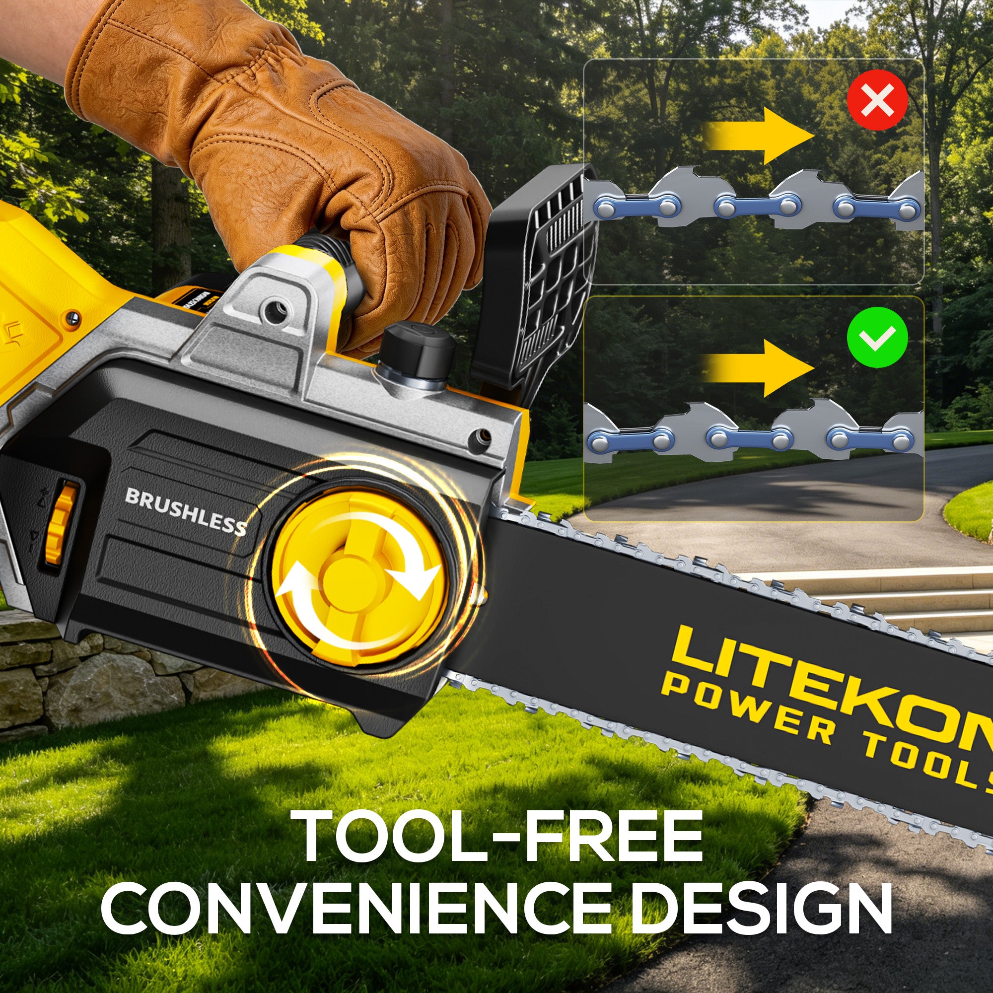 40V 16-Inch Cordless Chainsaw, Brushless Electric Chain Saws with 2×5.0Ah Batteries & Charger, 2800W Battery Powered Auto-Oiling Electric Saw for Tree Trimming, Wood Cutting, Yard Work