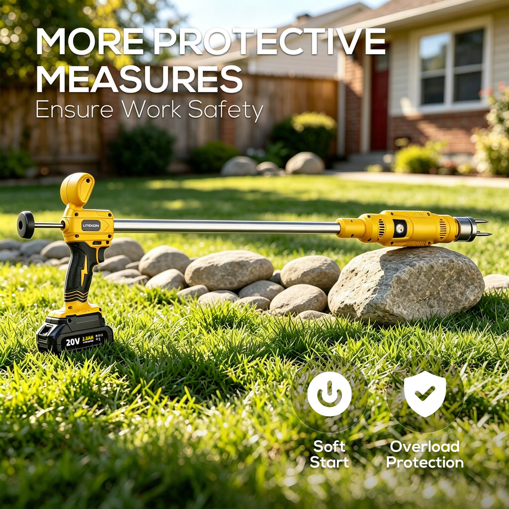Electric Cordless Weed Puller Tool, 20V Battery Powered Stand Up Weeder with 2.0Ah Battery & Fast Charger, Puller Tool with Long Handle, Crabgrass Piller& Dandelion Remover for Garden, Yellow