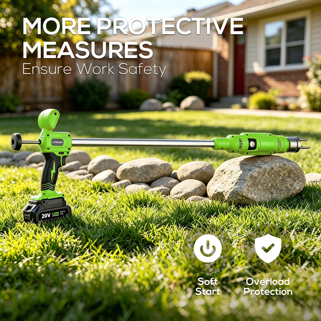 Electric Cordless Weed Puller Tool, 20V Battery Powered Stand Up Weeder with 2.0Ah Battery & Fast Charger, Puller Tool with Long Handle, Crabgrass Piller& Dandelion Remover for Garden, Green